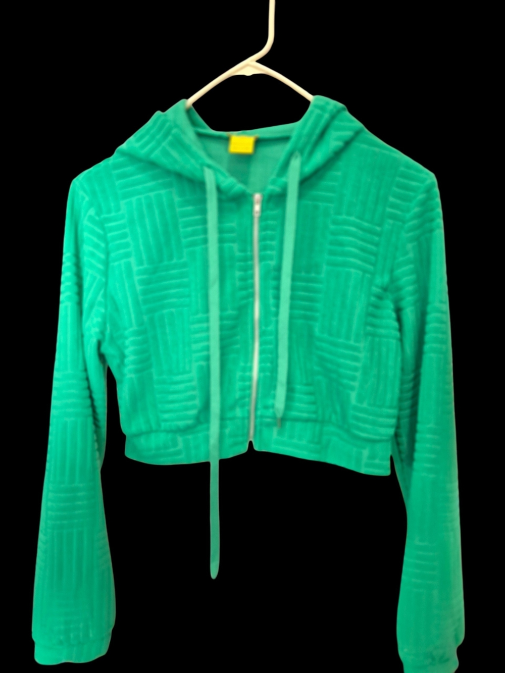 DAISY Teal Cropped Zip Hoodie